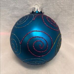Blue Swirl Glass Holiday Ornament